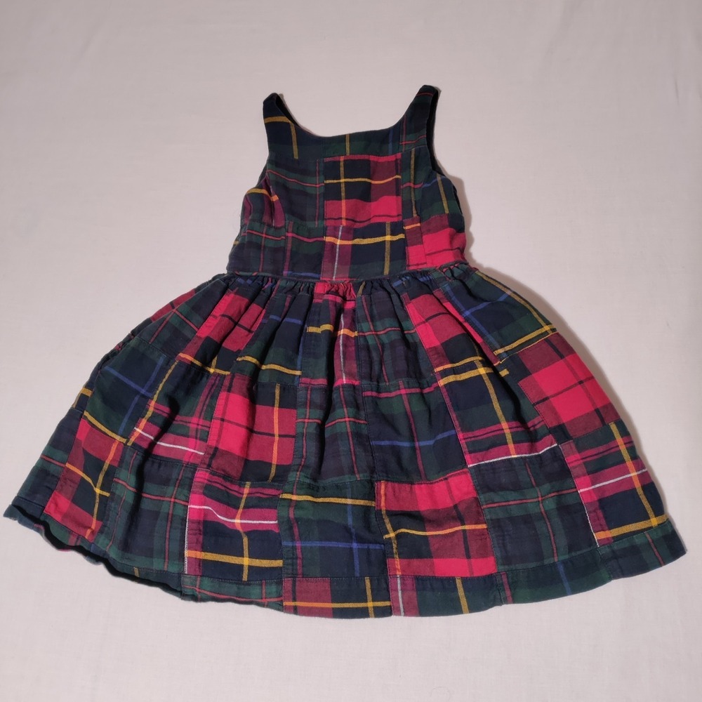Ralph Lauren Polo Girls Sleeveless Plaid Patchwork Madras Holiday Dress Size 5
